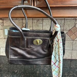 Coach bronze pocketbook w scarf